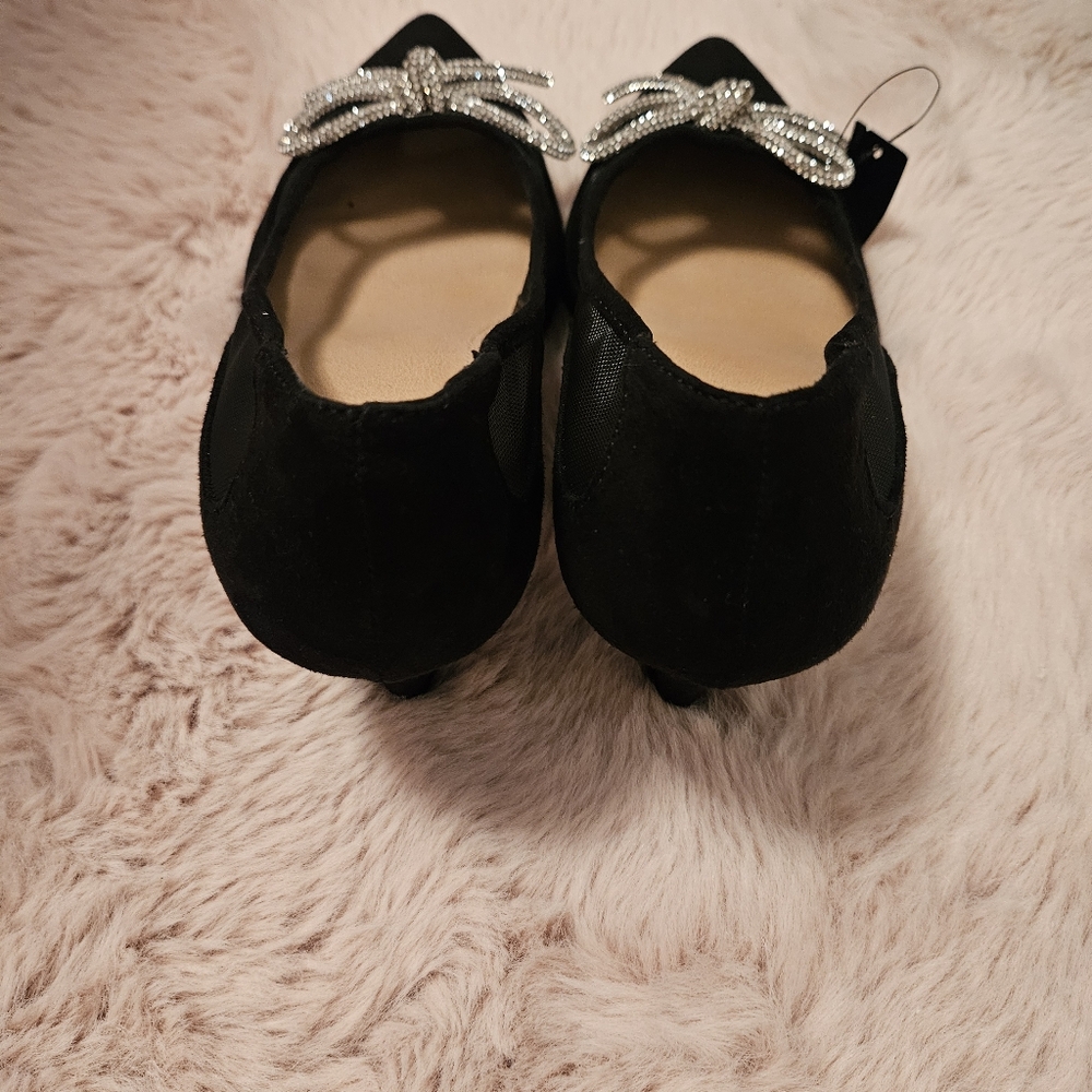 Torrid Black Heels with Mesh And Rhinestone Bow Accent - Picture 4 of 4